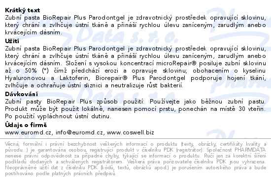 BioRepair Plus Parodontgel zubní pasta 75ml