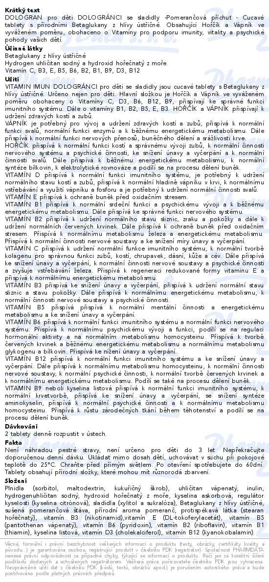 Dologran pro děti Dologránci Vitamin Imun 60tablet