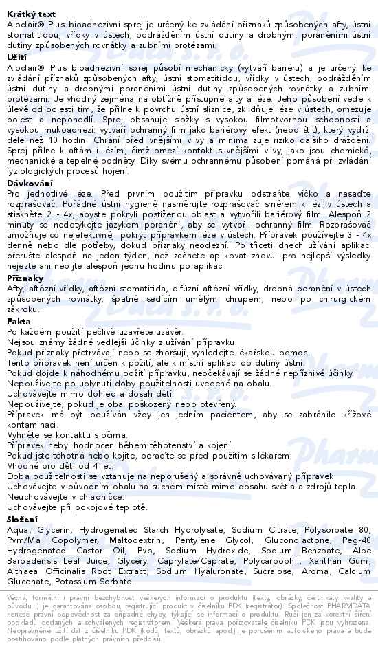 Aloclair PLUS BIOADHESIVE sprej 15ml