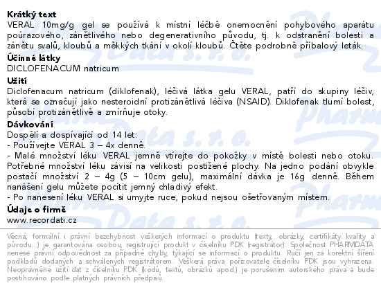 Veral 10mg/g gel 100g