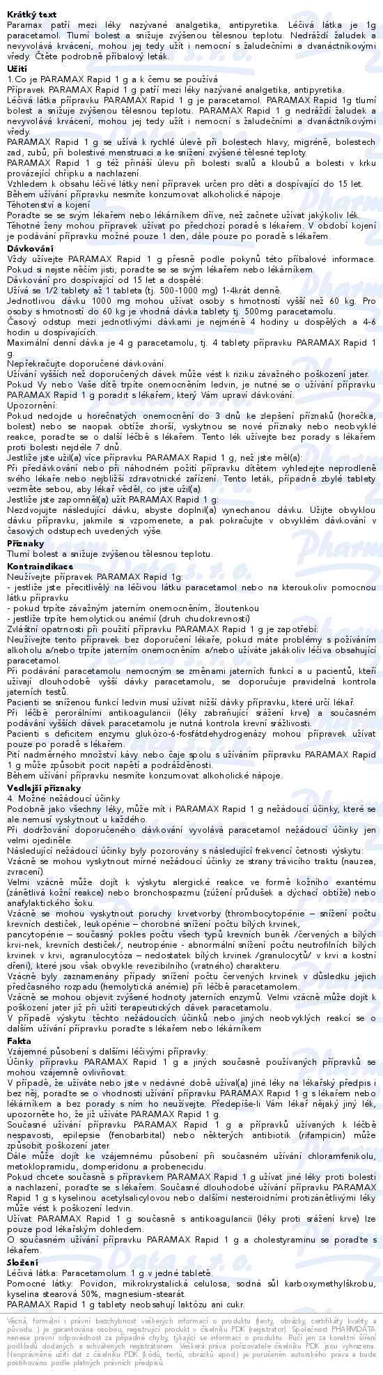 Paramax Rapid 1g 15 tablet