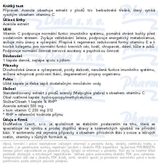 Acerola 60 kapslí EkoMedica