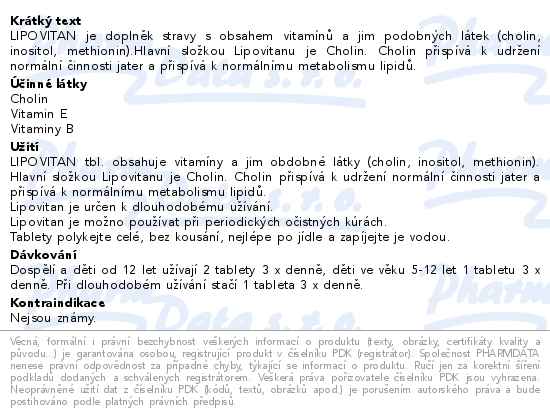 Lipovitan tbl.180+30 zdarma