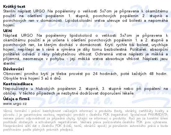 URGO BURNS Na popáleniny lipidok.nápl.5x7cm 6ks