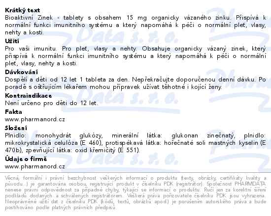 Bioaktivní Zinek 60 tablet