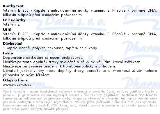Noventis Vitamín E 200mg 60 kapslí