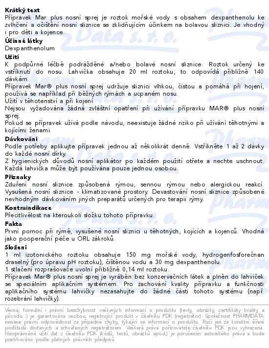 MAR Plus 3% nosní sprej 20ml