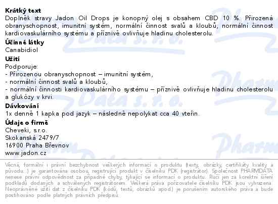 Jadon Oil Drops konopný olej CBD 10% 10ml