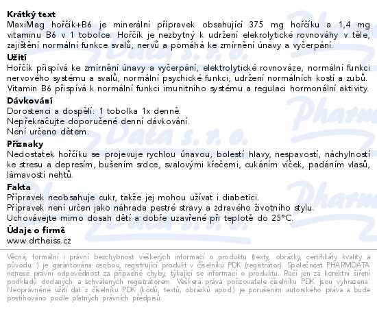 MaxiMag Hořčík 375mg+B6 40% Zdarma tob.70