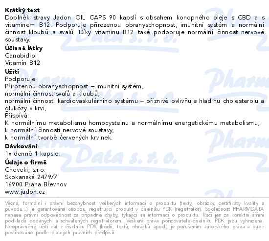 Jadon Oil Caps CBD s konop.olej.15mg+B12 90 kapslí