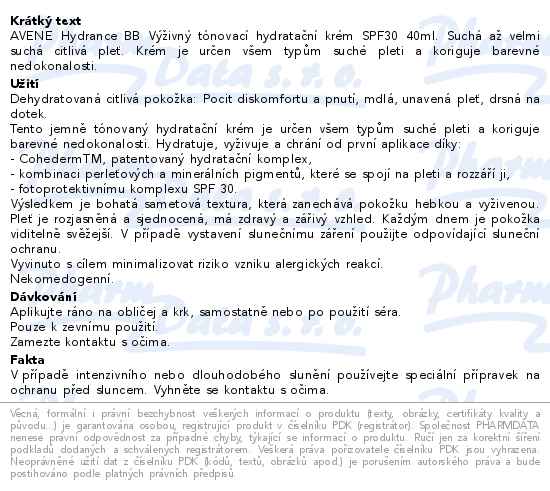 AVENE Hydrance BB Výživný hydr.tón.krém SPF30 40ml