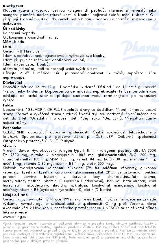 Orling Geladrink Plus jahoda 340 g