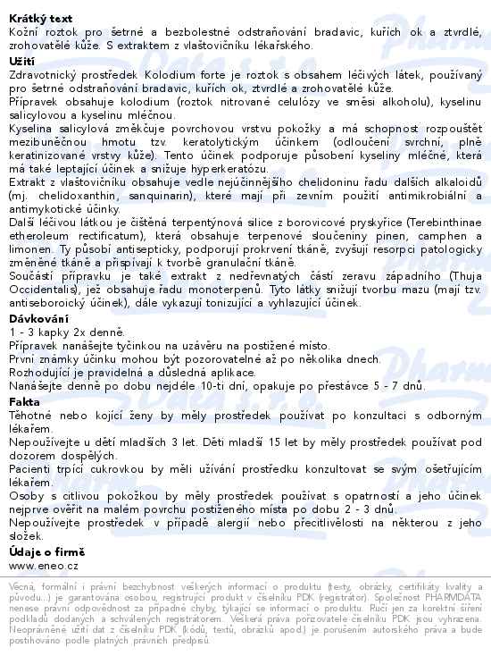 Kolodium forte na bradavice kožní roztok 10ml ENEO