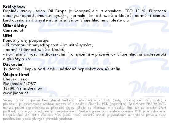 Jadon Oil Drops konopný olej CBD 10% 5ml