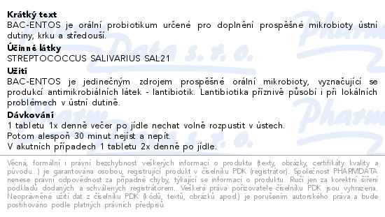 Bac-Entos orální probiotikum 20 tablet