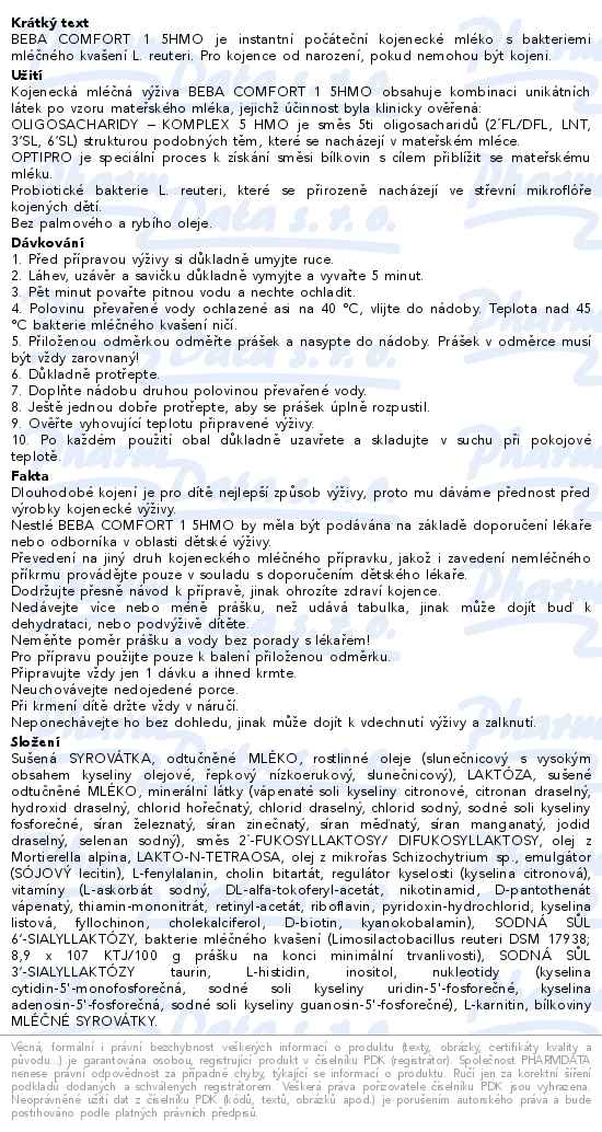 BEBA COMFORT 1 5HMO 800g