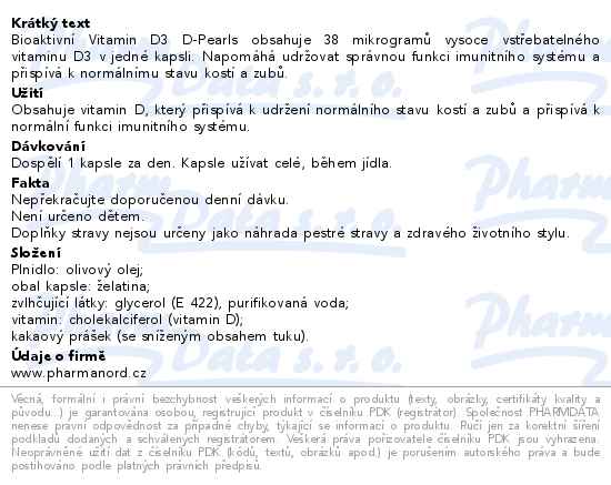 Bioaktivní Vitamin D3 D-Pearls 38mcg 80 kapslí