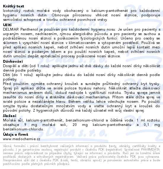 Delmar Panthenol nosní sprej 50ml