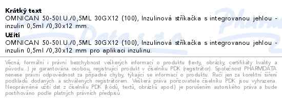 INJ.STK.INS.0.5ML/50 IU OMNICAN 100KS 9151125