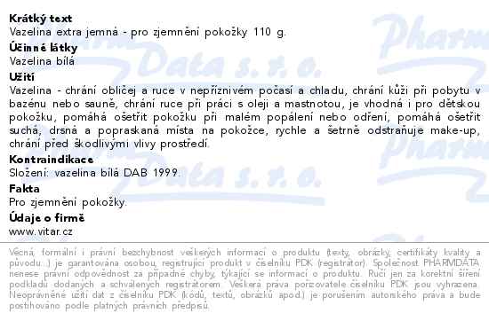 Vitar Vazelina extra jemná bílá 110g