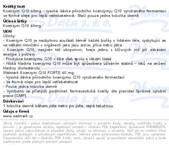 Walmark Koenzym Q10 Forte 60mg 60 tablet