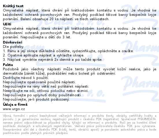 URGO AQUA PROTECT Omyvatelná náplast 20ks