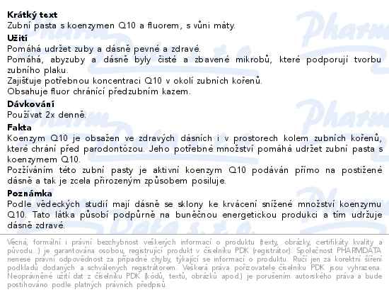 Bioaktivní Q10 Zubní pasta Zymbion