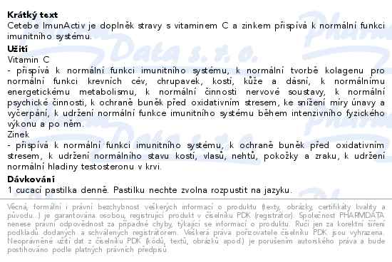 Cetebe ImunActiv Vitamin C + zinek 20 pastilek
