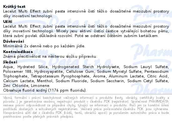 Lacalut Multi effect Plus micelár.zubní pasta 75ml