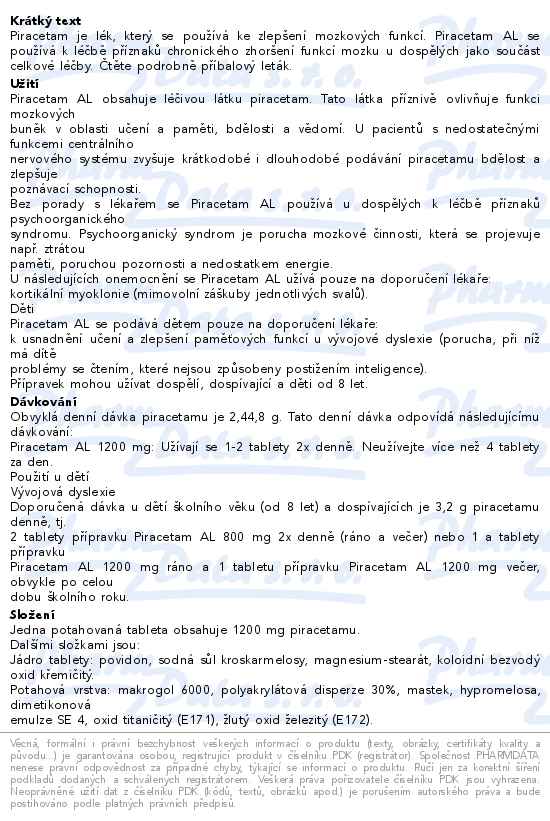 Piracetam AL 1200mg 30 potahovaných tablet