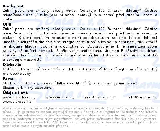 Biorepair Junior 6-12let zubní pasta máta 75ml