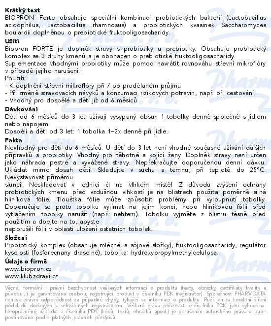 Biopron Forte probiotika a prebiotika tob.60
