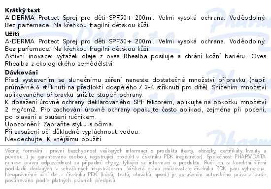 A-DERMA Protect Sprej pro dti SPF50+ 200ml
