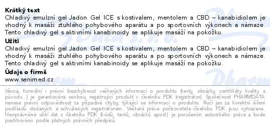 Jadon gel ICE chladivý gel s kostival. a CBD 1000g
