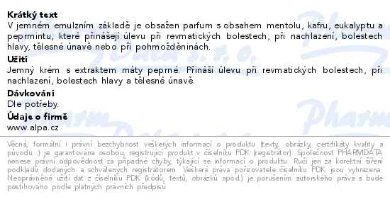 Alpa bylinný masážní krém Pamenol 40g