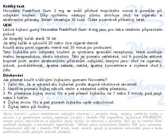 Nicorette FreshFruit Gum 4mg l. vk. guma 30ks