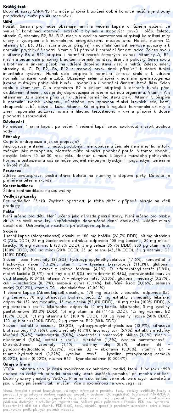 Sarapis pro muže 60 kapslí