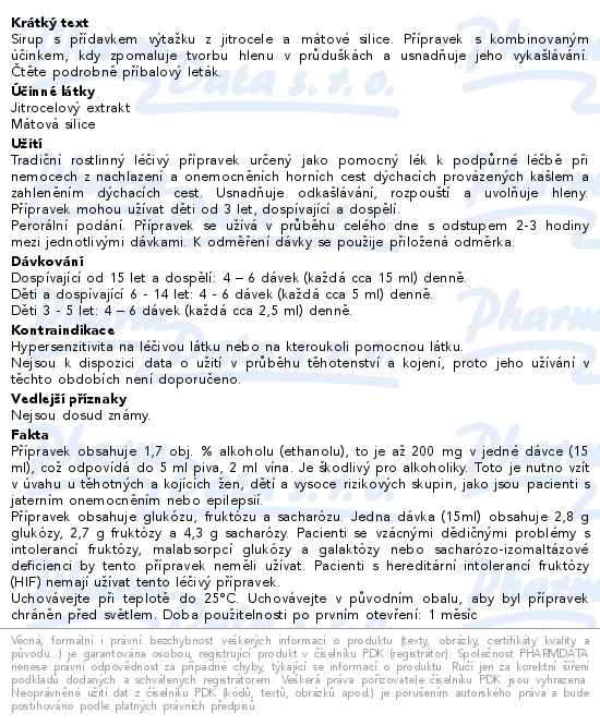 Mucoplant Sirup proti kašli jitrocel/med 250 ml