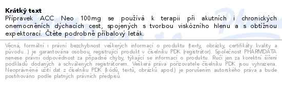 ACC 100mg NEO 20 šumivých tablet